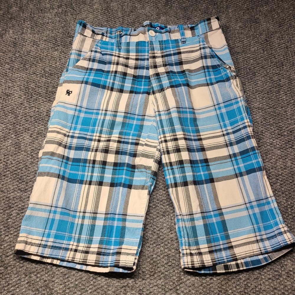 Y2k Vintage Southpole Bermuda Shorts Boys 18 Multicolor Plaid Mid Rise Skater